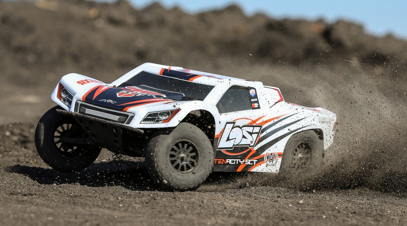 Losi LOS03010T2 - 1/10 TENACITY SCT 4WD RTR with AVC White/Orange
