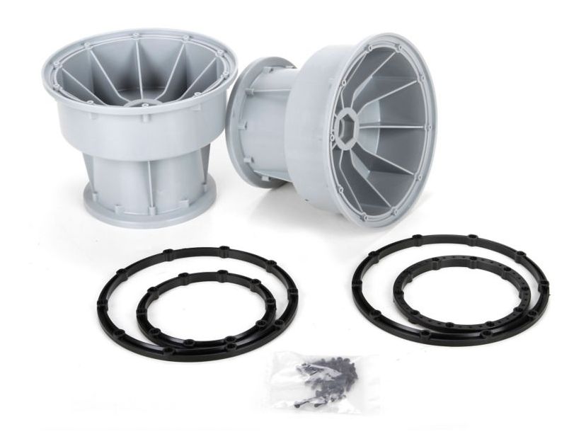 Losi LOS45013 - Silver Wheel & Black Bead Lock Rings (1:5 MTXL)