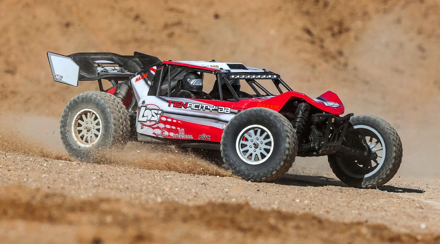 Losi LOS03014T1 - 1/10 TENACITY-DB 4WD Desert Buggy RTR with AVC, Red/Grey 
