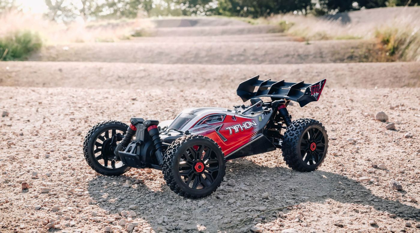 Arrma 102722 - 1/8 TYPHON 3S BLX 4WD Brushless Buggy with Spektrum RTR, Red