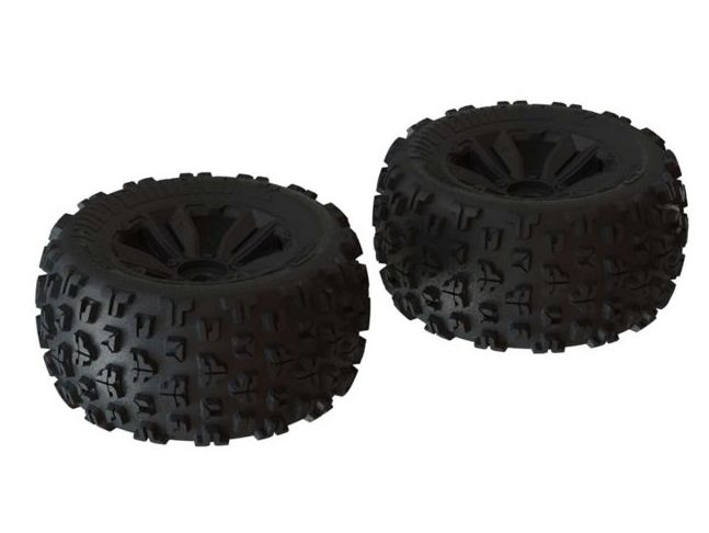 Arrma ARA550059 - 1/8 dBoots Copperhead2 MT Front/Rear 3.8 Pre-Mounted Tires, 17mm Hex, Black 