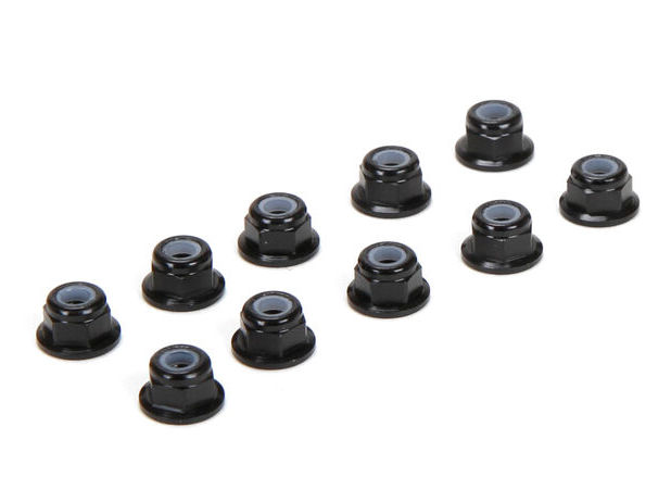 TLR 336005 - M3 Flanged Aluminum Lock Nuts, Black 