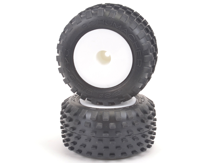 Schumacher U6877 - Stagger Rib-Yell-Truck Tyre, Pre-Glued