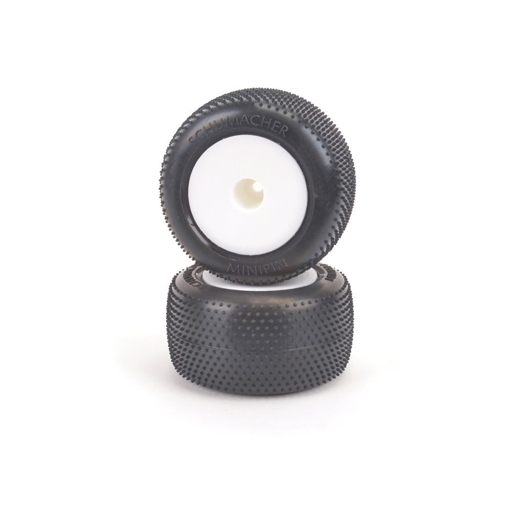 Schumacher U6881 - Mini Pin Silver Truck Tyre Pre-Glued