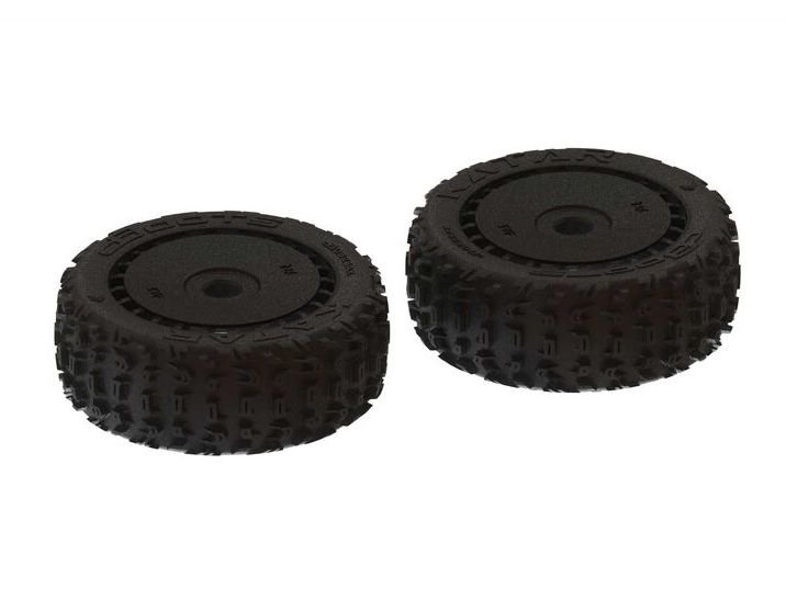 Arrma ARA550058 - 1/8 dBoots Front/Rear 3.3 Pre-Mounted Tires, 17mm Hex, Black (Katar B 6S)