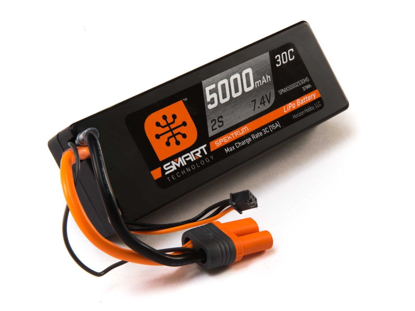 Spektrum SPMX50002S30H5 - 7.4V 5000mAh 2S 30C Smart Hardcase LiPo Battery: IC5