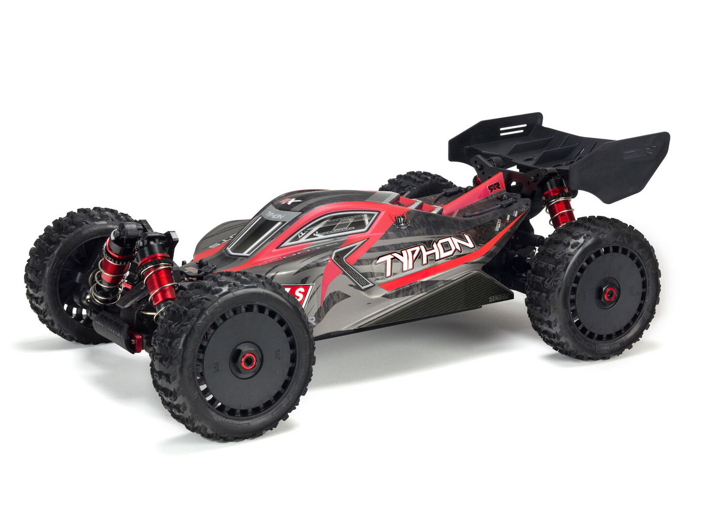 Arrma ARA406120 - 1/8 Painted Body with Decals, Black/Red (TYPHON 6S)
