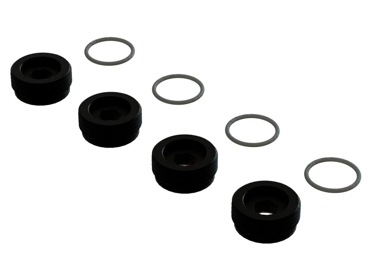 Arrma ARA330775 - Front Hub Nut Includes O-Rings, Aluminum, Black