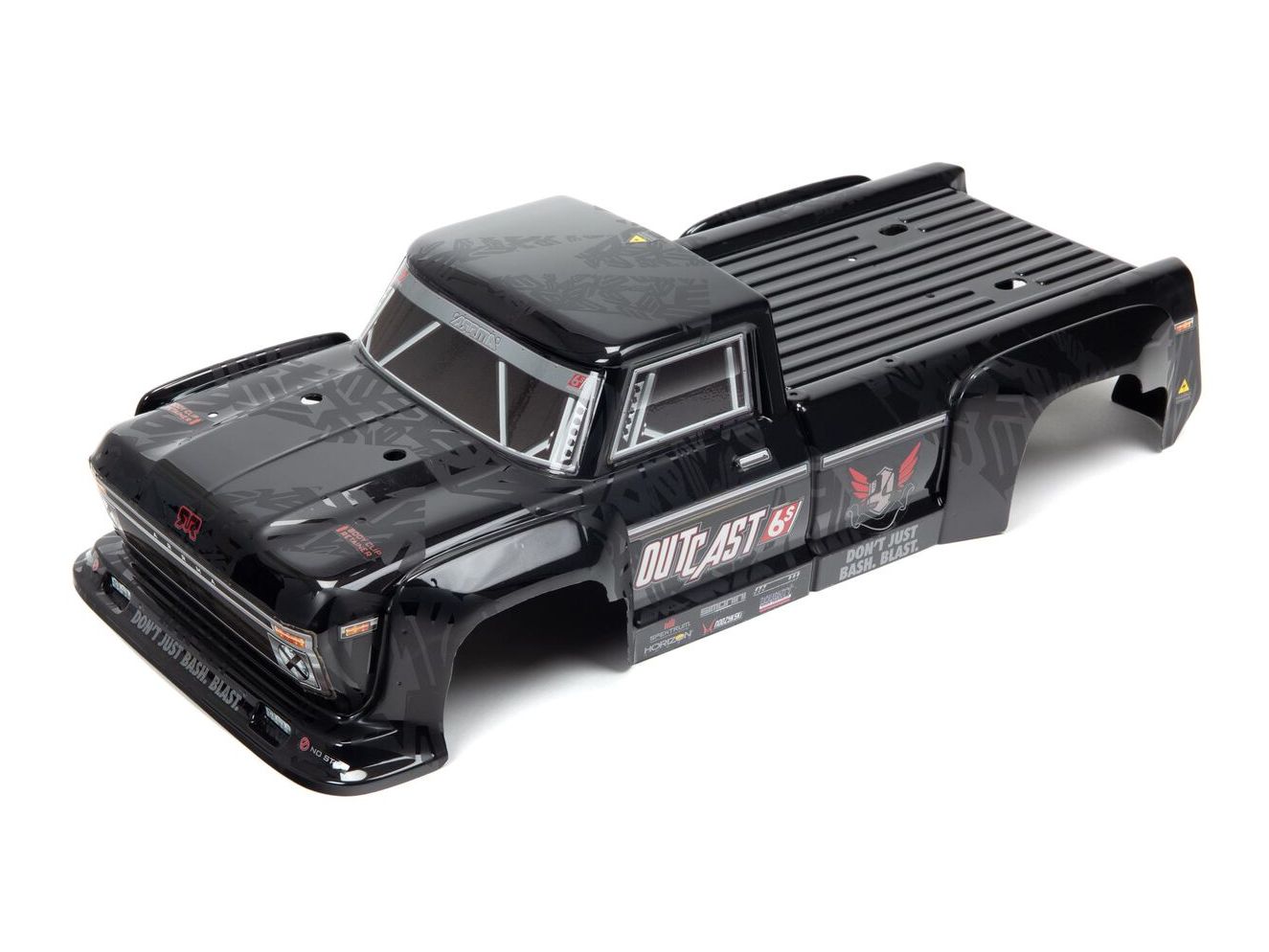 Arrma ARA406160 - 1/8 Painted Decaled Trimmed Body, Black : Outcast 6S BLX