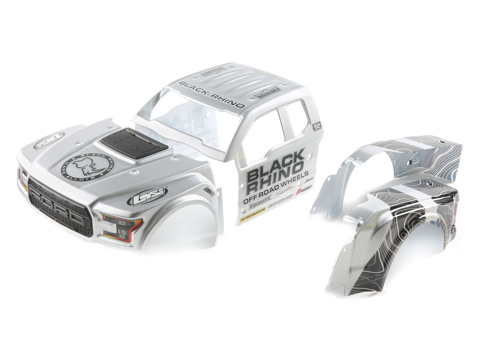 Losi LOS230067 - Black Rhino Wheels Ford Raptor Body Set: Baja Rey