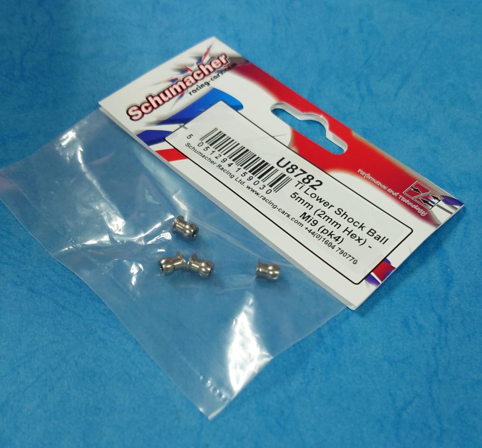 Schumacher U8782 -  Ti Lower Shock Ball 5mm, 2mm Hex (Mi9)