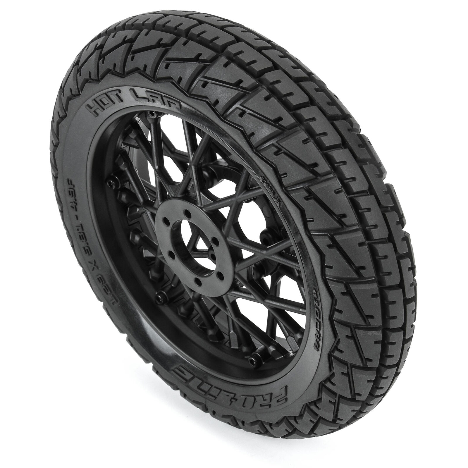 Pro-Line Racing Hot Lap S3 Motorcycle Front Tire On Black Supermoto Wheel For Promoto-MX