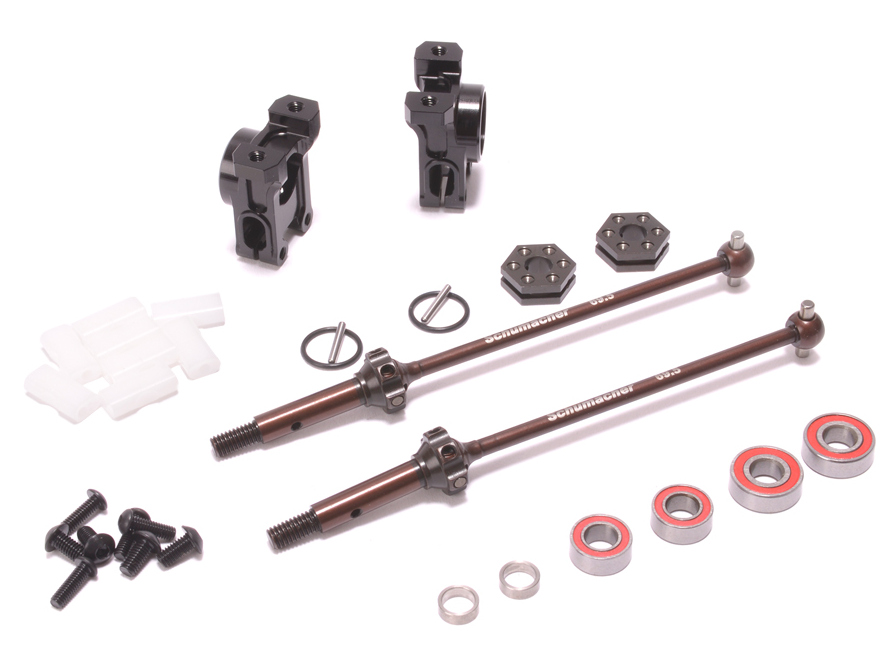 Schumacher U8681 - Option Alloy Rear Hub / CVD Assembly (-2mm) (L1R)