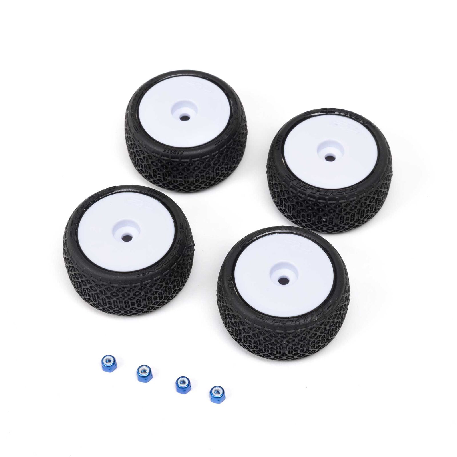 Proline 1031513 - 1/28 Electron 2.0 T F/R Tires Mounted 7mm White (Micro-T)