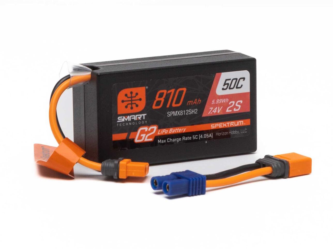 Spektrum SPMX812SH2 - 7.4V 810mAh 2S Smart G2 50C LiPo: IC2